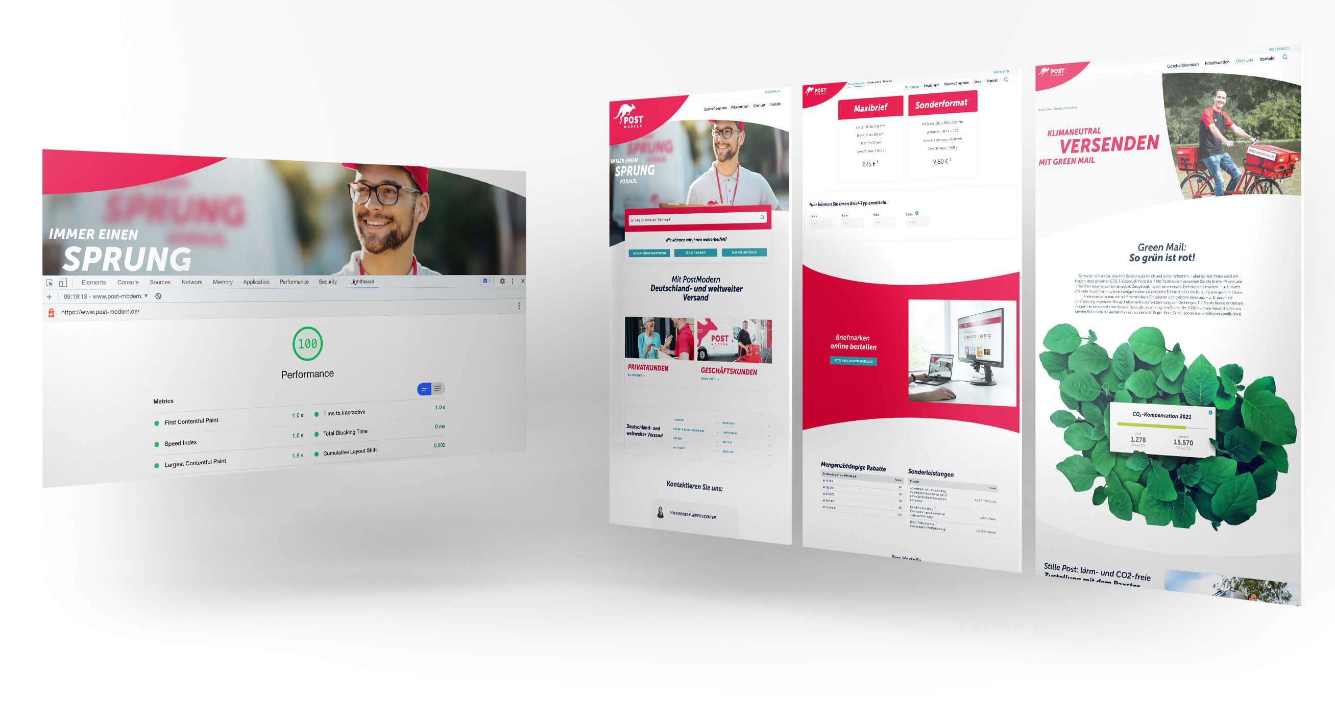 Startseite der PostModern-Kundenwebsite