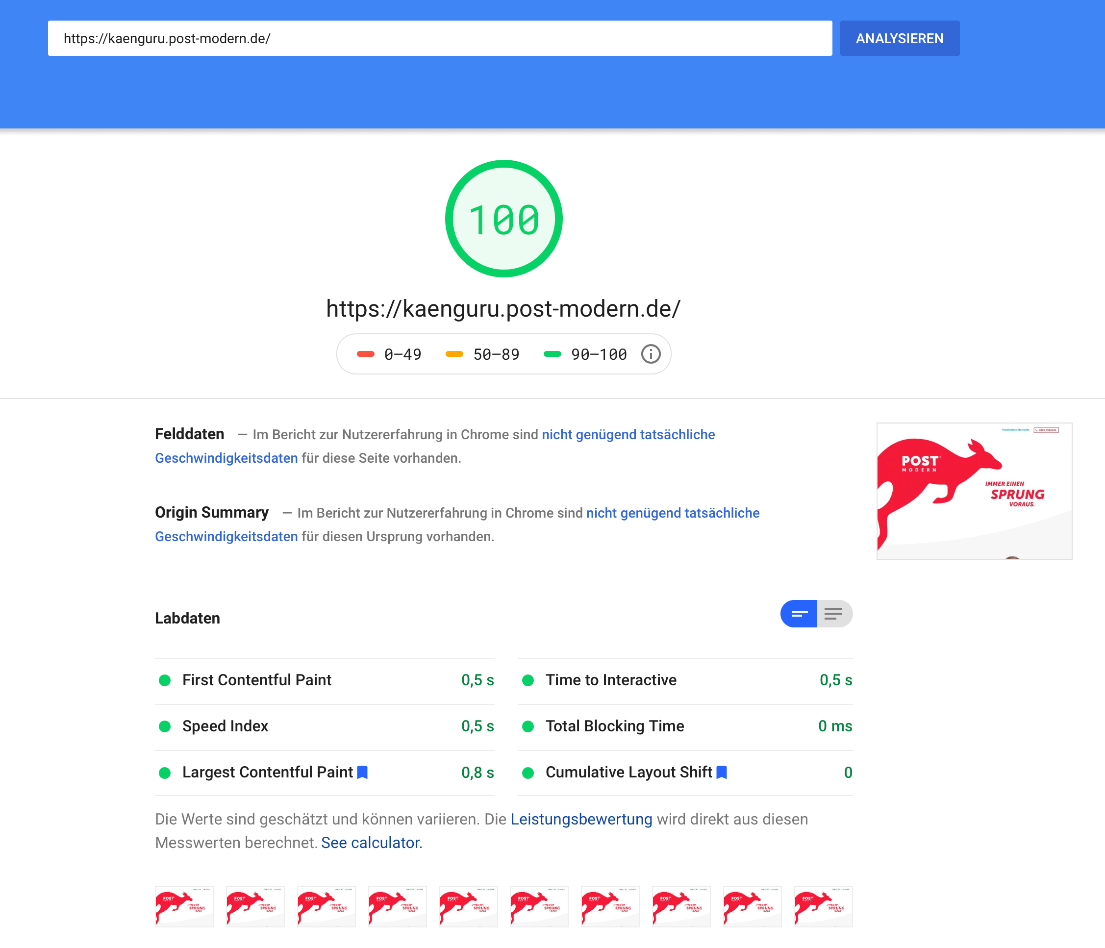 WordPress-Landingpage: PageSpeed 100
